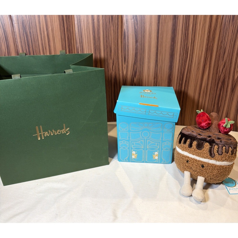 Jellycat x Harrods Glacy Chocolate Cake Harrods Exclusive BNWT w/ Box & Bag